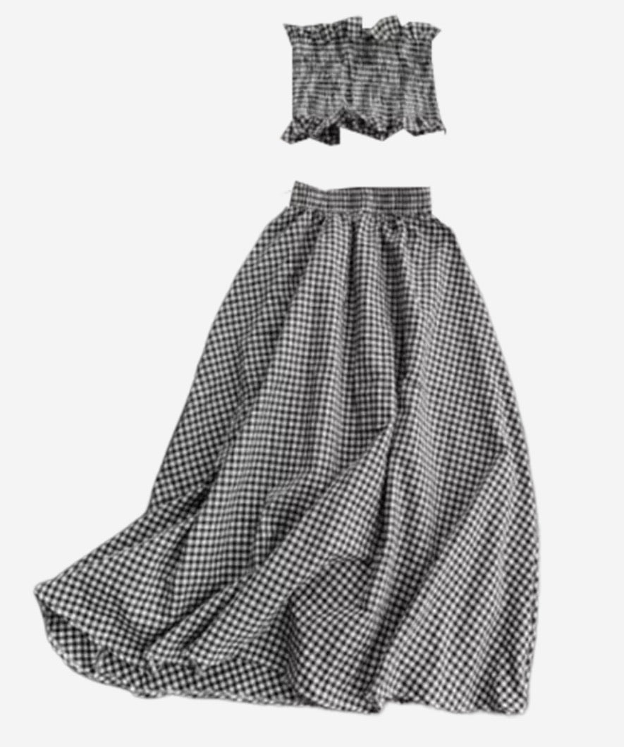 Lia Skirt & Top Set (Black & White)