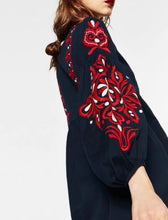 Load image into Gallery viewer, Embroidered La Tartane Dress (Navy Blue)
